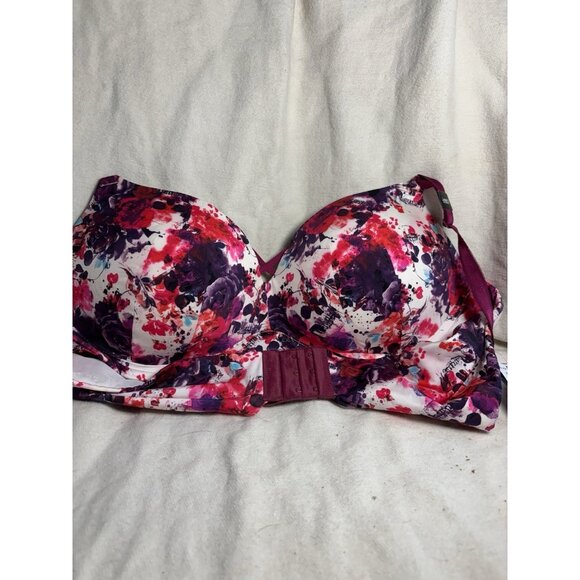 Torrid Womens Plus Size Push Up Plunge Bra Purple Mauve Skull Floral 46B - Picture 1 of 11